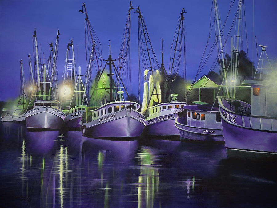 Purple Boats Painting by Geno Peoples