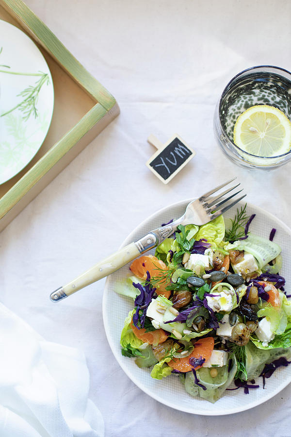 Purple Cabbage, Orange And Feta Salad Photograph by Lilia Jankowska