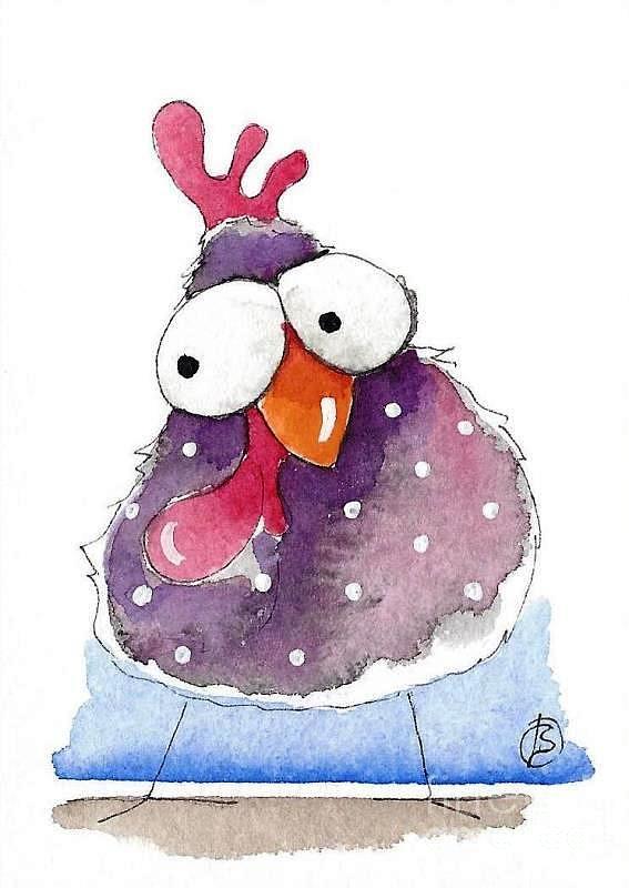 Purple Chicken Painting by Lucia Stewart