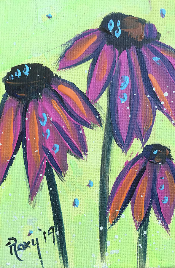 Purple Coneflowers Painting by Roxy Rich