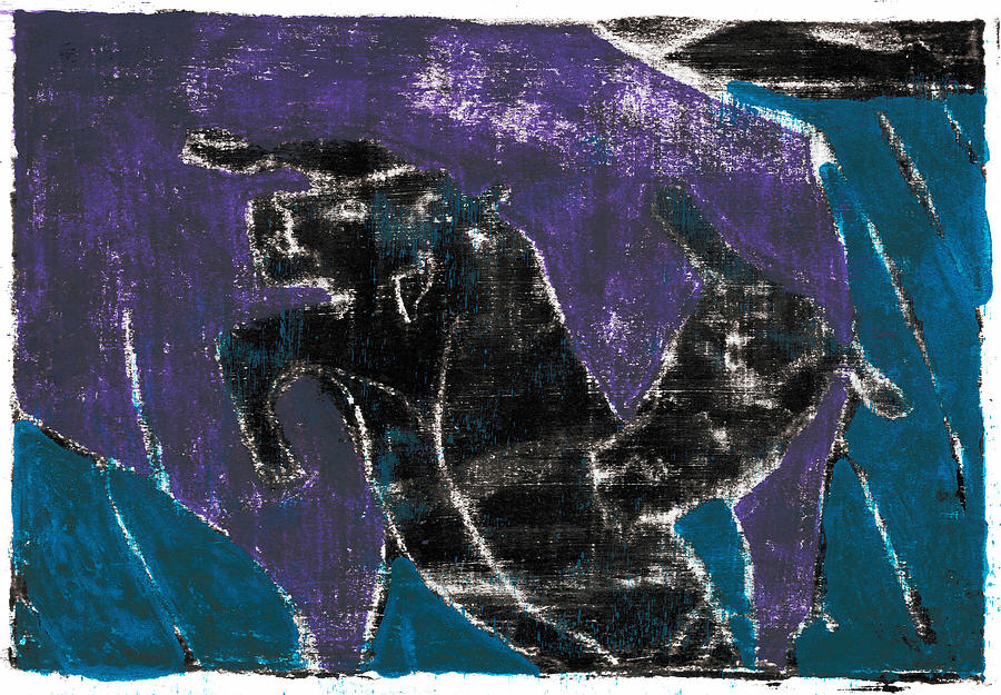 Purple cow and calf Painting by Edgeworth Johnstone