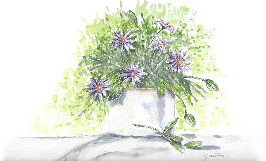 Purple Daisies Painting by Claudette Carlton