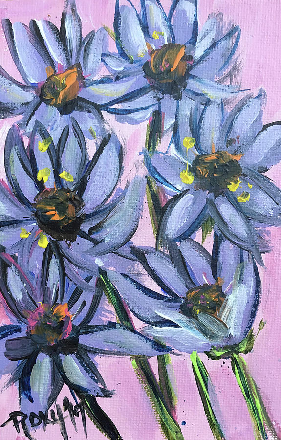 Purple Daisies Painting by Roxy Rich