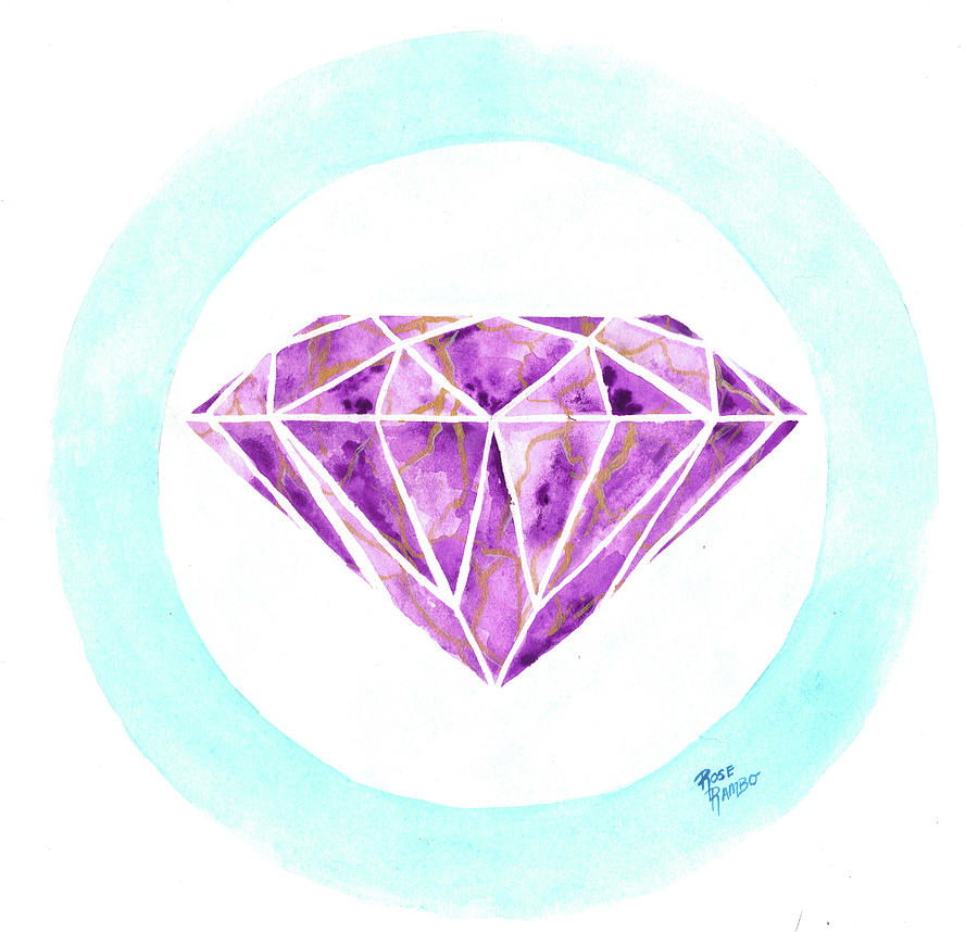 Precious Gem Digital Art - Purple Diamond Outline by Rose Rambo