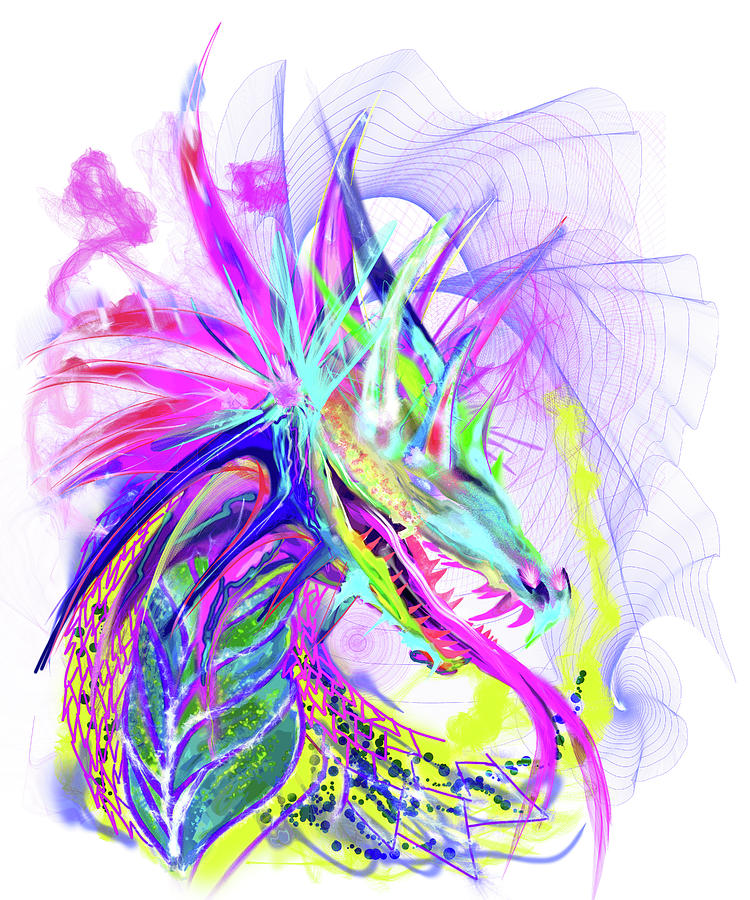 Dragon Painting - Purple Dragon by Stephanie Analah