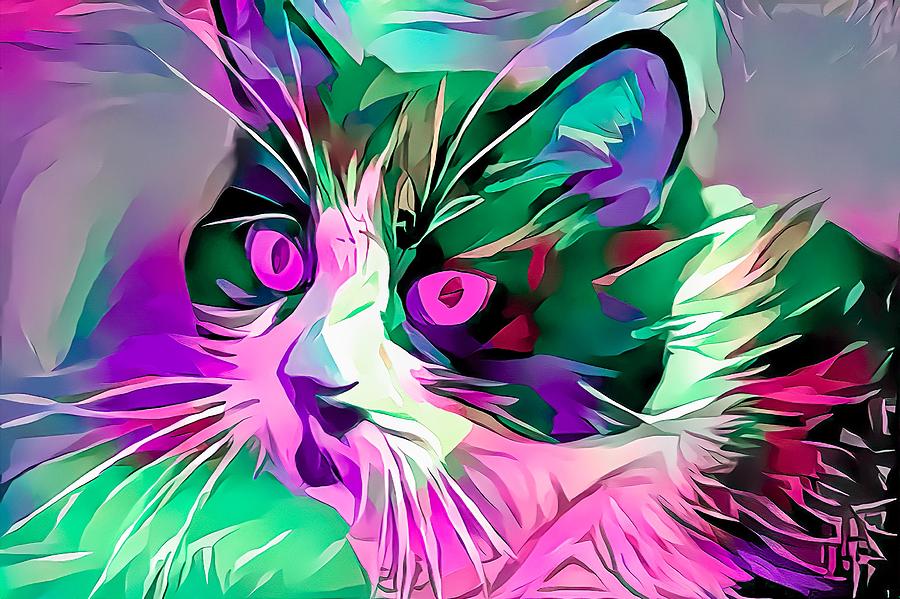 Surrealism Digital Art - Purple Eye Spy Cat by Don Northup