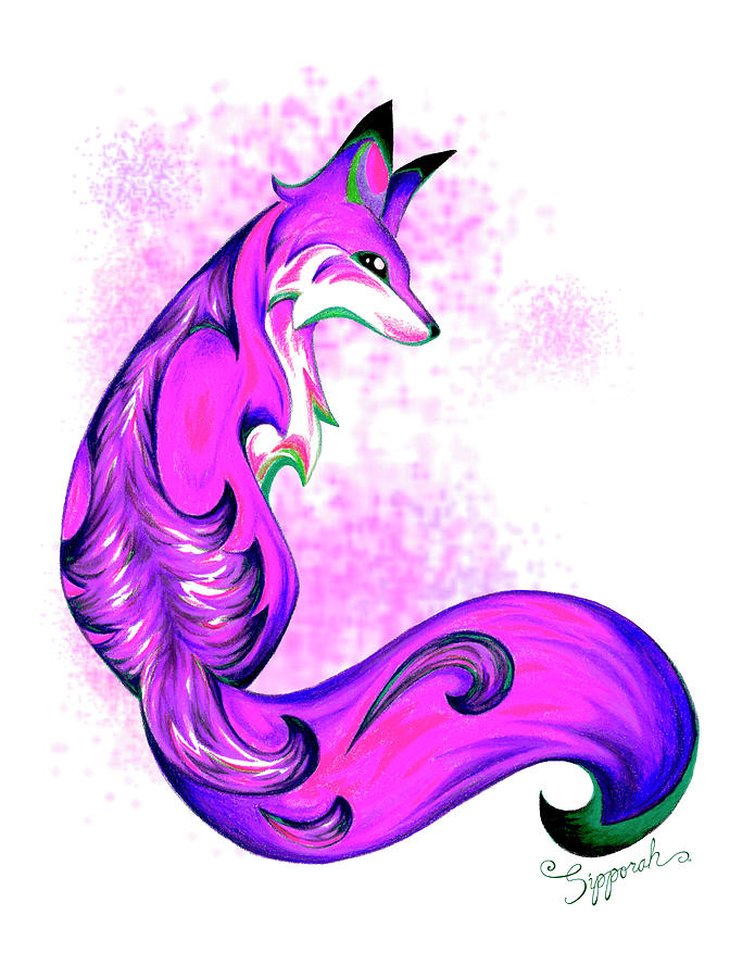 Purple Fantasy Fox Drawing by Sipporah Art and Illustration
