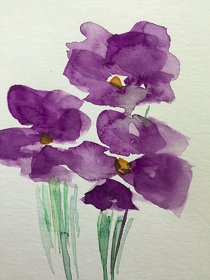 Purple Flowers abstract  Painting by Britta Zehm