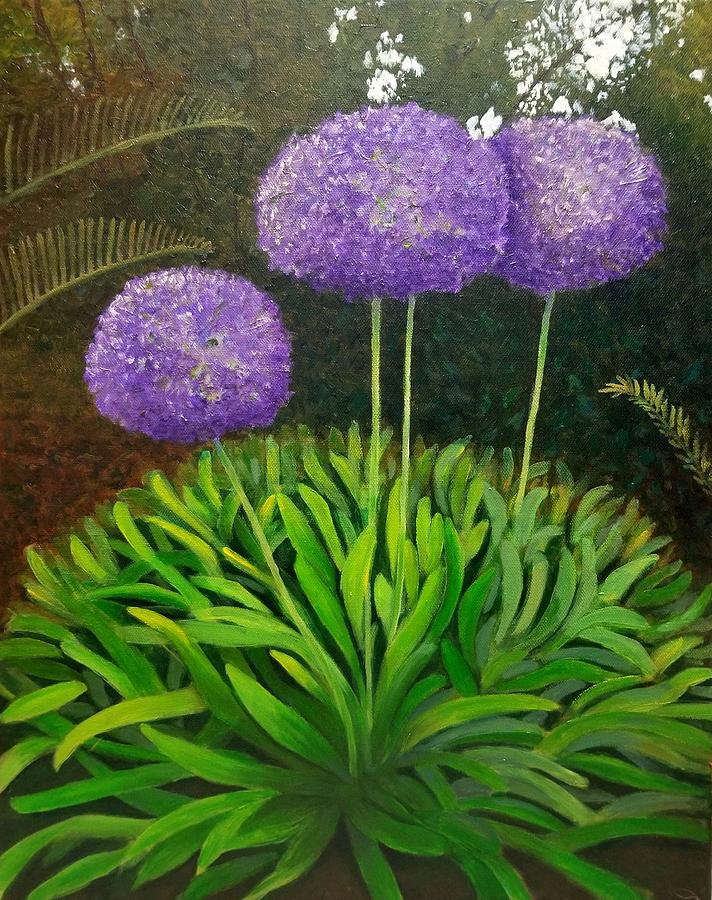 Purple Flowers Painting by Karyn Robinson