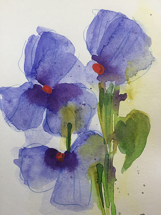 Purple Flowers Party Painting by Britta Zehm