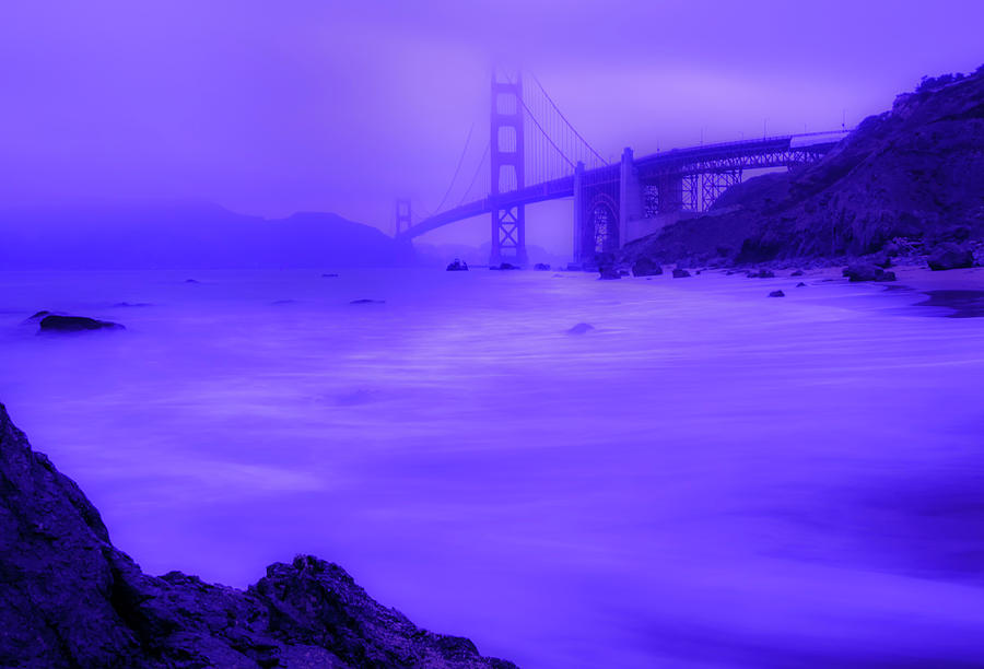 Purple Golden Gate Fog Photograph by Mike Long