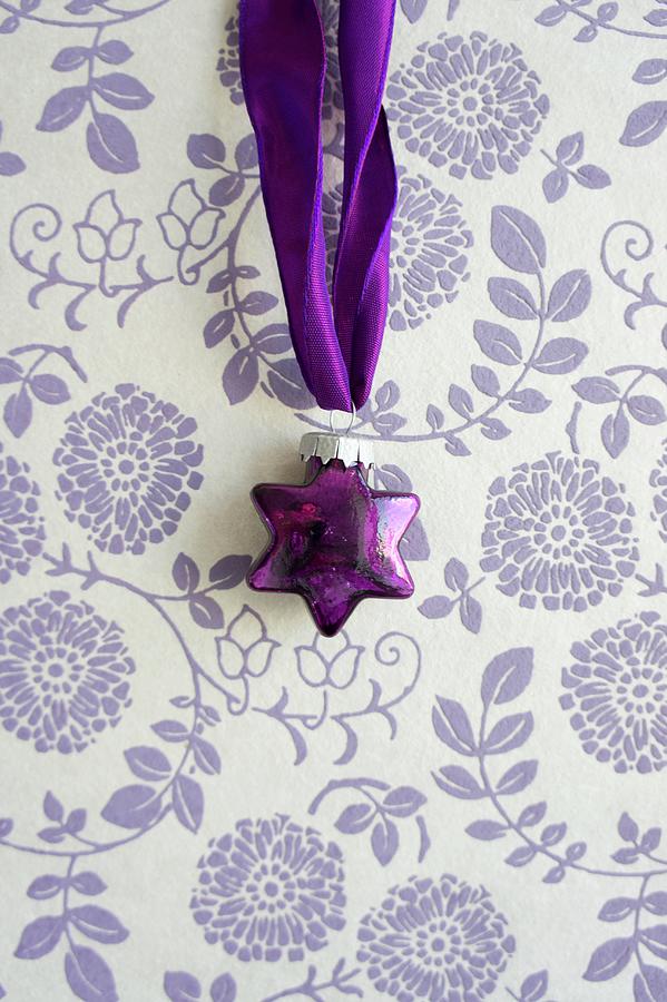 Purple, Glass, Star-shaped Bauble Photograph by Martina Schindler
