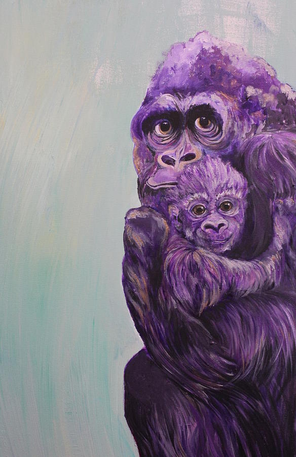 Purple Gorillas Painting by Sara Rubenstein Gavin