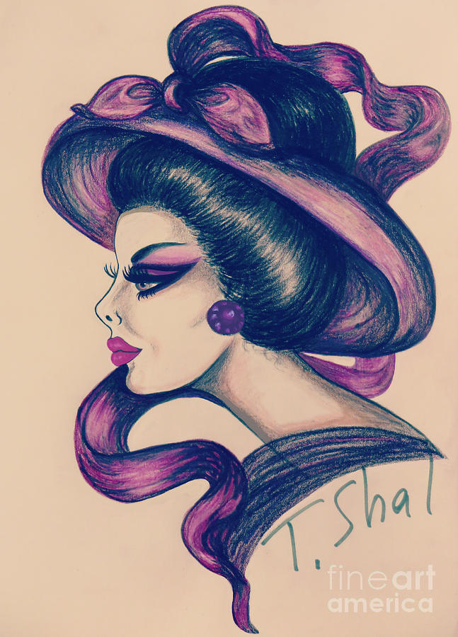 Purple Hat Drawing by Tara Shalton