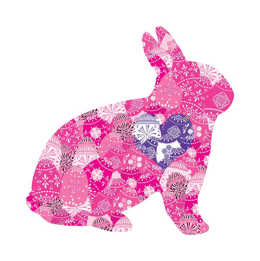 Purple Heart Patchwork Bunny Digital Art by Marianne Campolongo