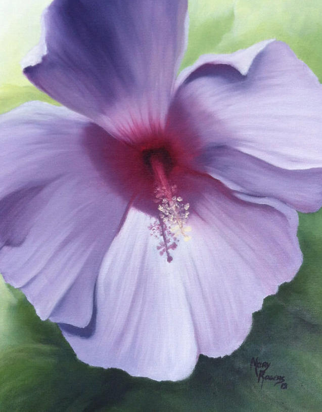 Purple Painting - Purple Hibiscus by Mary Rogers