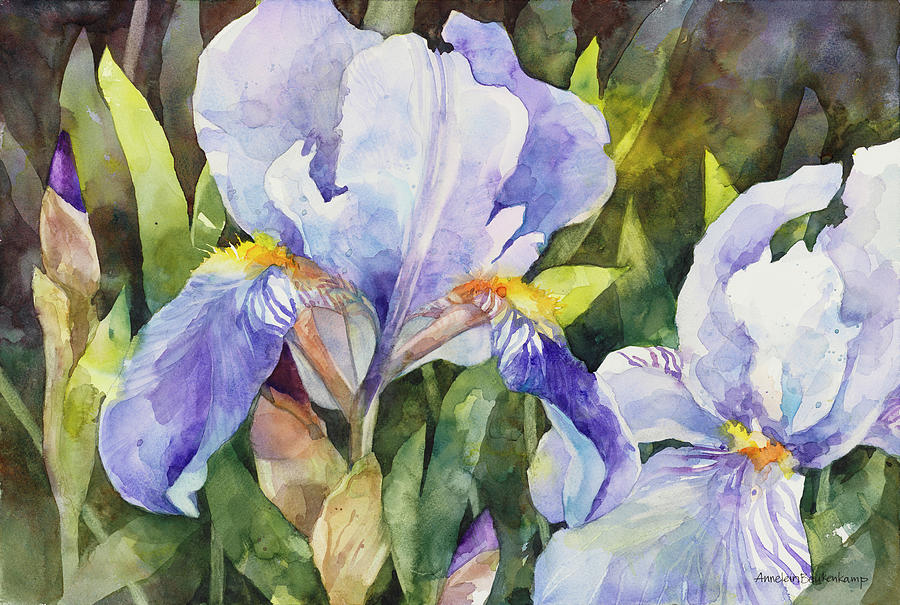 Nature Painting - Purple Iris Closeup by Annelein Beukenkamp