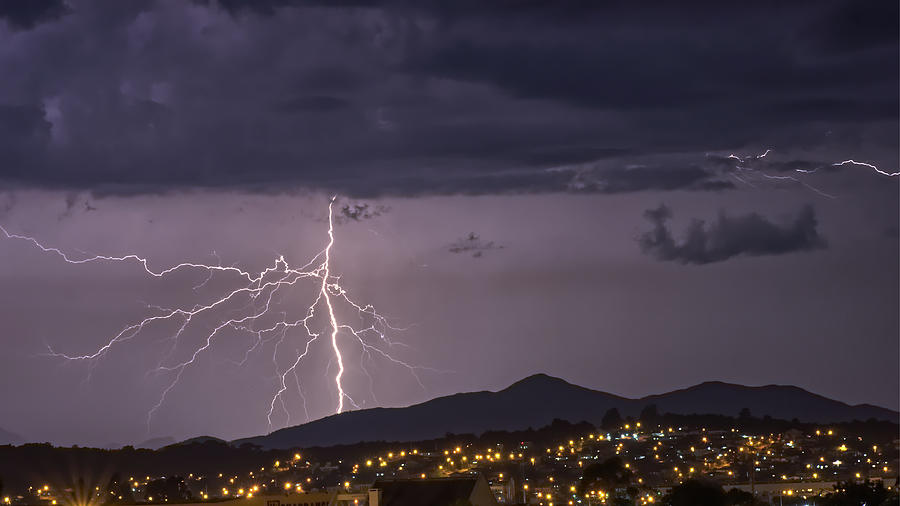 Purple Lightning Storm Photograph
