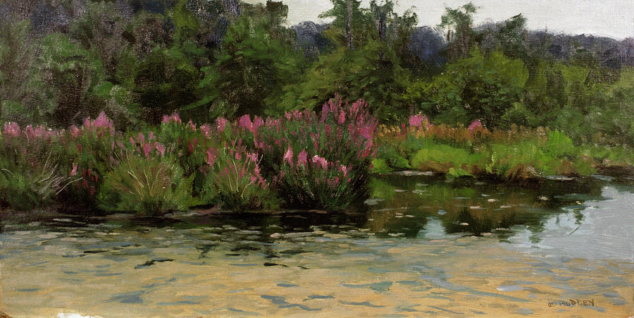 Purple Lustrife - Townsends Pond Painting by Michael Budden