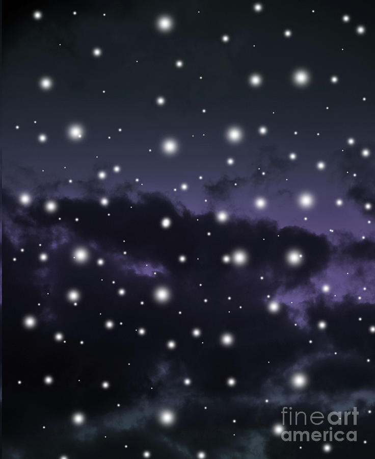 Nature Digital Art - Purple Midnight Blue Cosmos Dream #1 #decor #art  by Anitas and Bellas Art