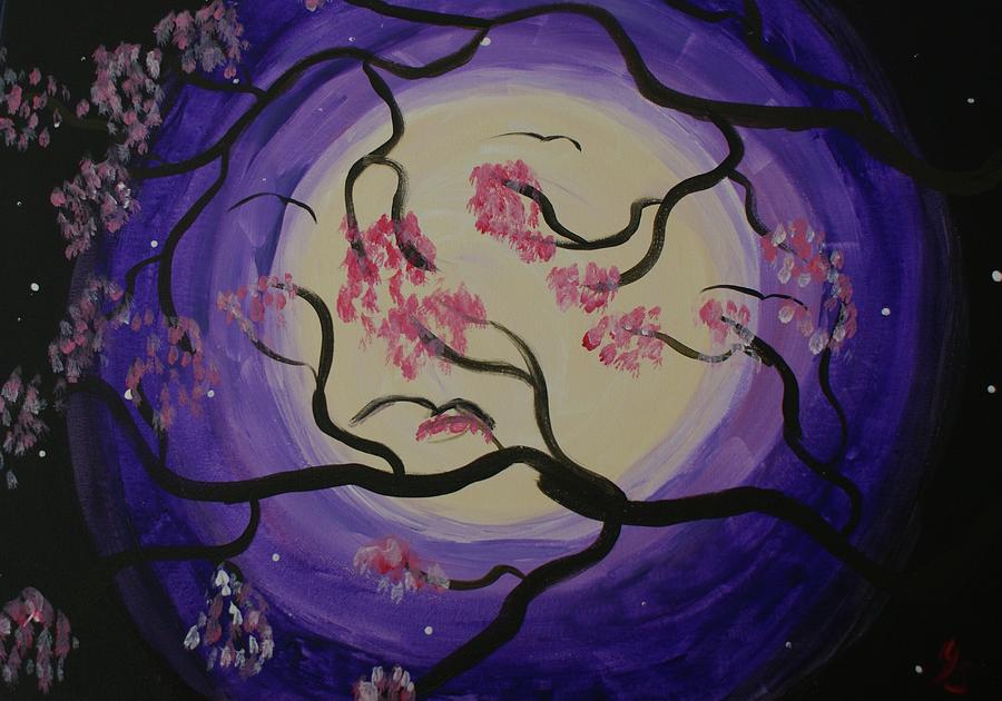 Purple Moon Painting by Yvonne Sewell