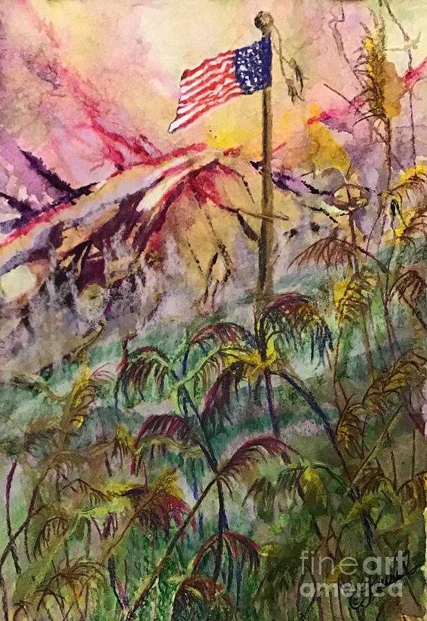 Purple Mountains-Amber Waves Mixed Media by Laurel Adams