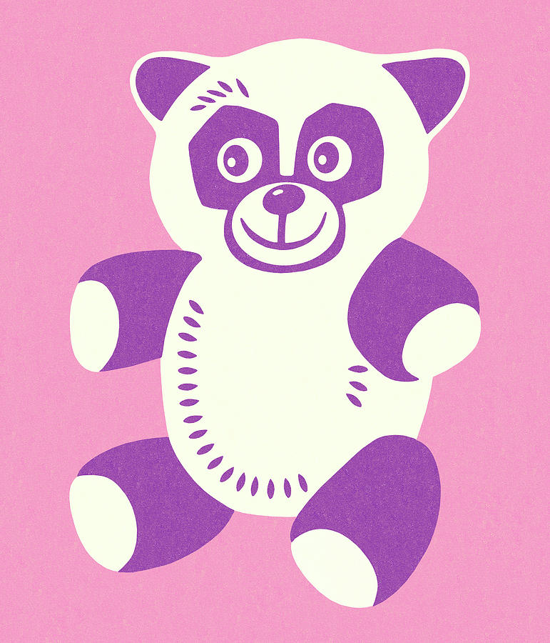 Vintage Drawing - Purple Panda Bear by CSA Images