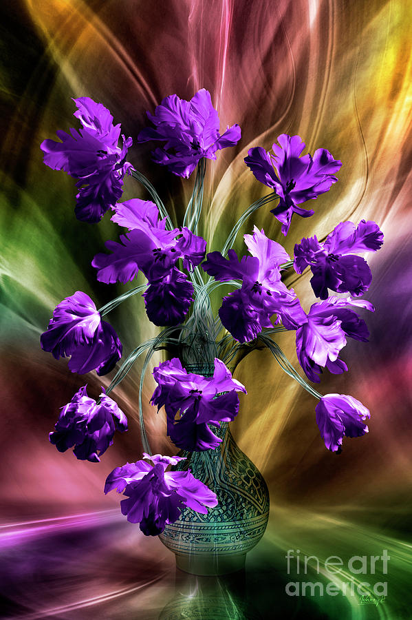 Purple parrot tulips Digital Art by Johnny Hildingsson