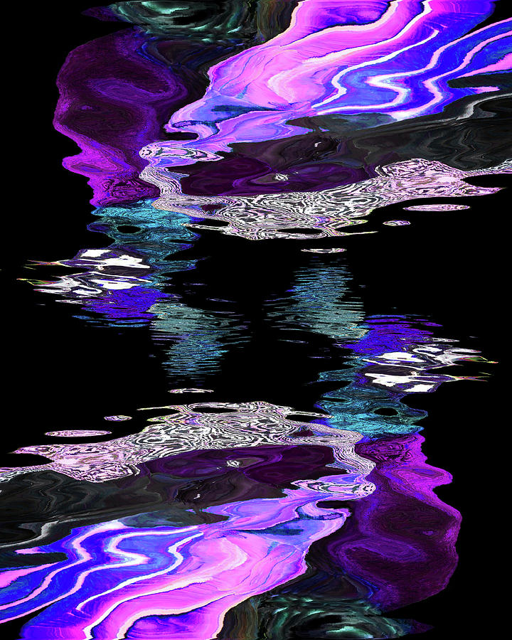 Purple Peacock Abstract Reflections Digital Art by Gill Billington
