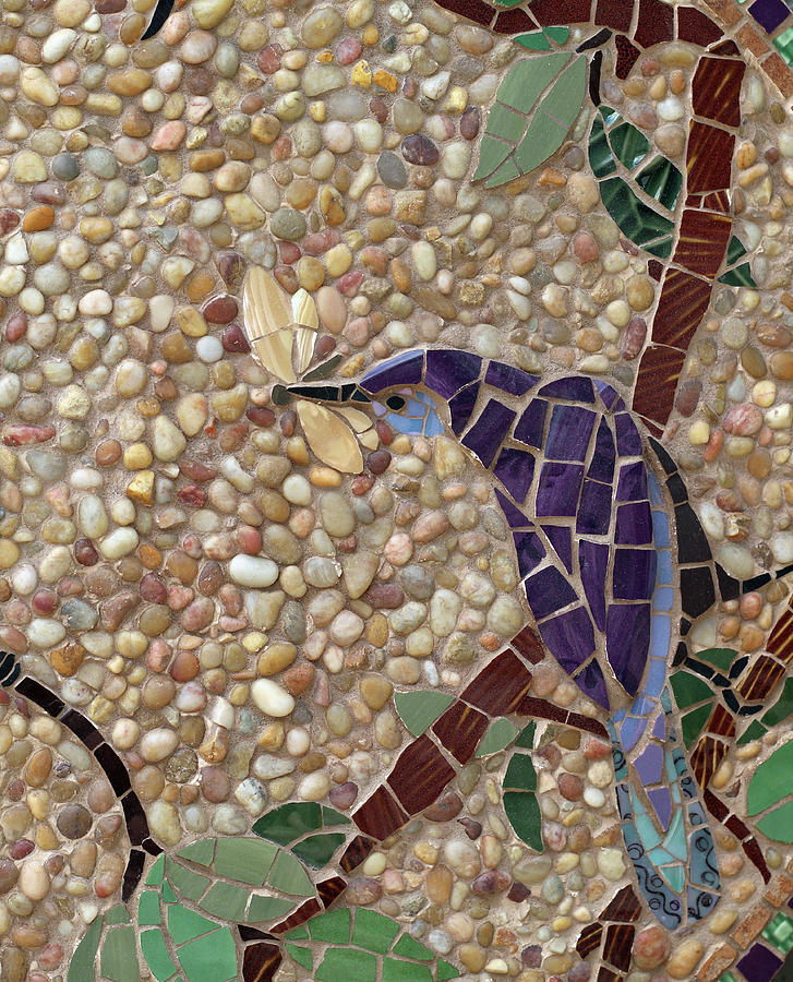 Purple Mosaic Pebble Bird Mixed Media by Kristine Poulson - Fine Art ...