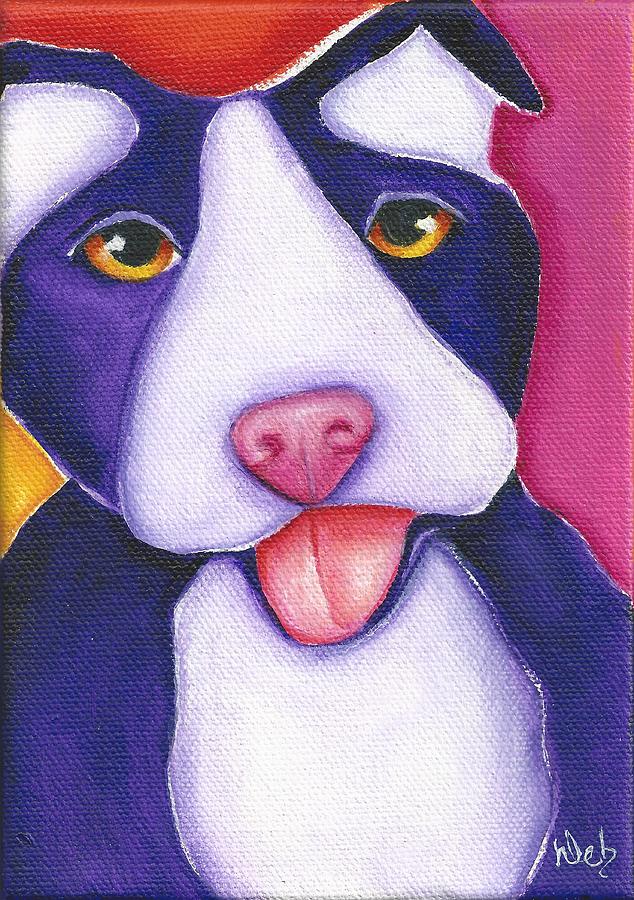 Purple Pittie Painting by Deb Harvey