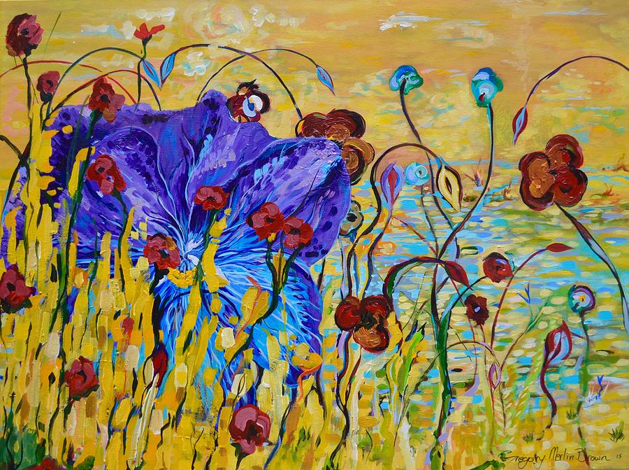 Purple Pond Pansy Painting by Gregory Merlin Brown