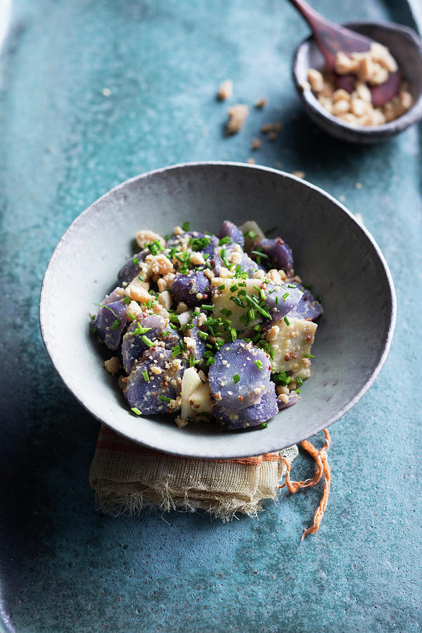 Purple Potato Salad With Miso, Green Apples And Peanuts Photograph by Jalag / Joerg Lehmann