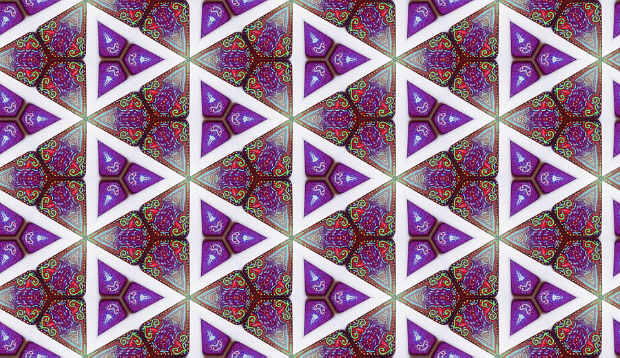 Pattern Mixed Media - Purple Red Triangles by Delyth Angharad