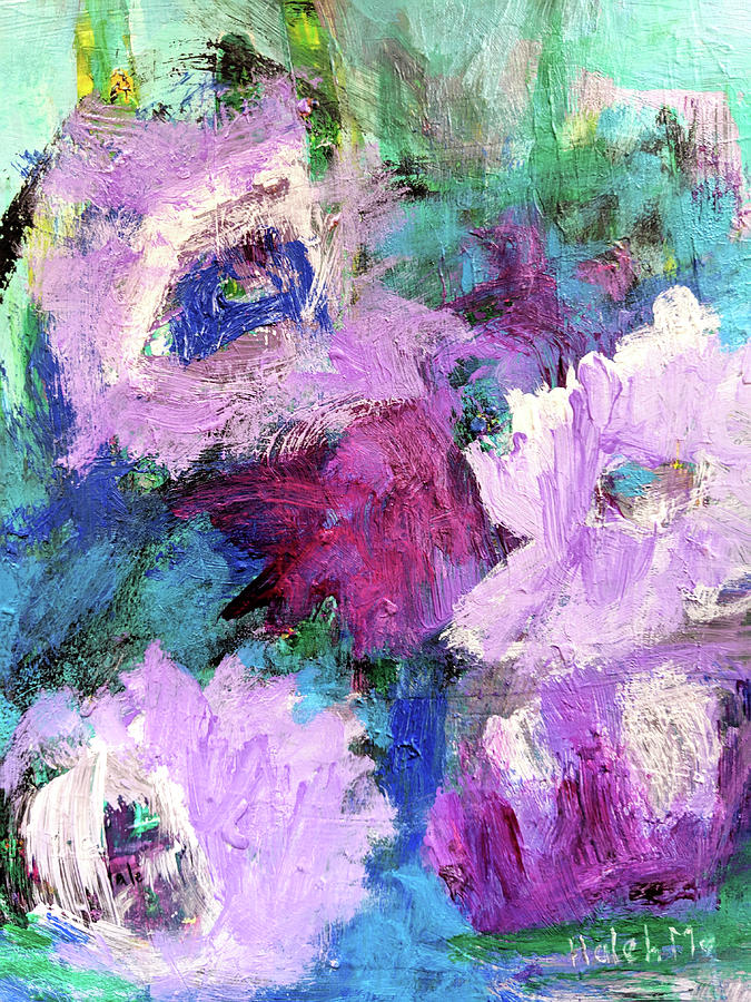 Purple Roses Painting by Haleh Mahbod
