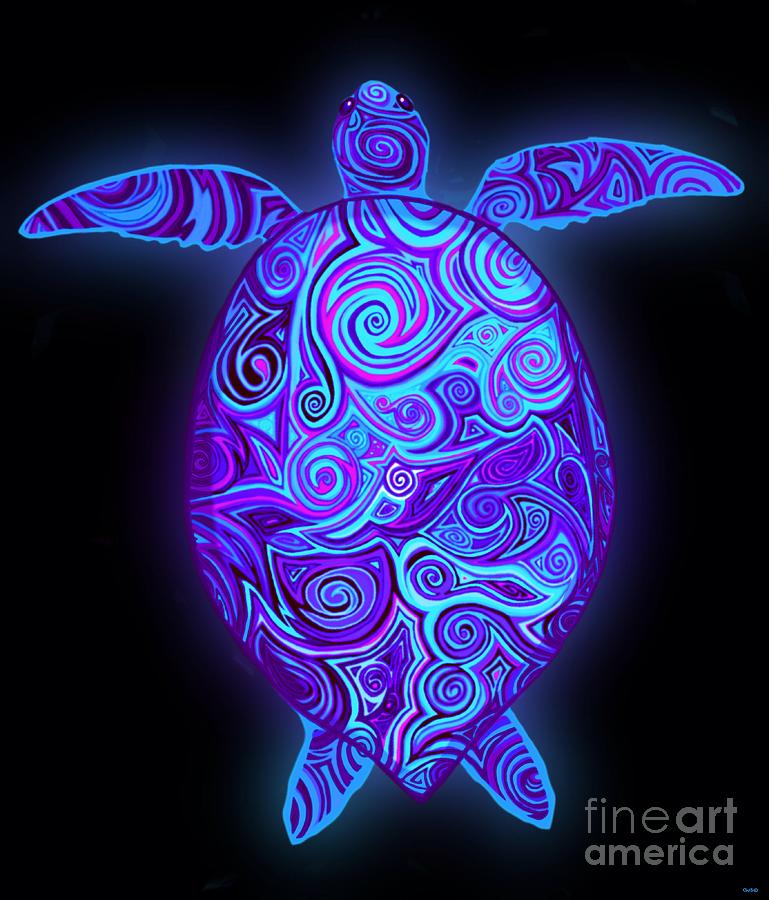Purple Sea Turtle Digital Art