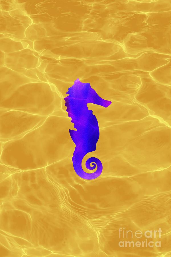 Purple Seahorse Fantasy  Digital Art by Rachel Hannah