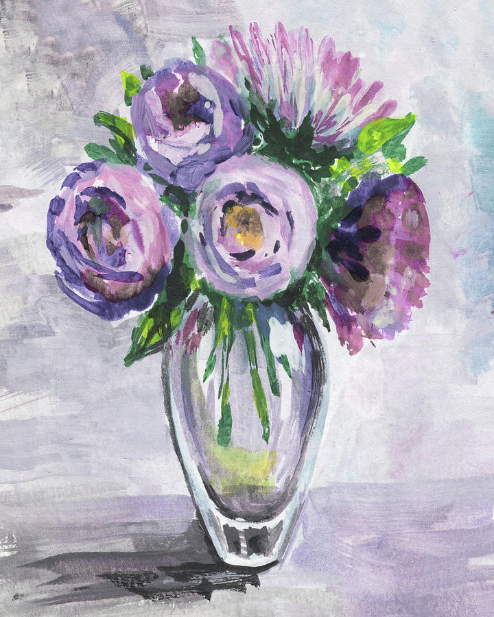 Purple Serenade Flowers Bouquet Floral Impressionism  Painting by Irina Sztukowski