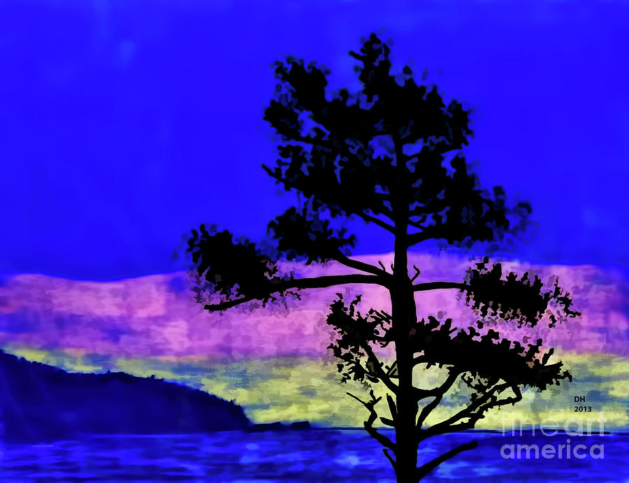 Purple Sunset Bay Drawing by D Hackett