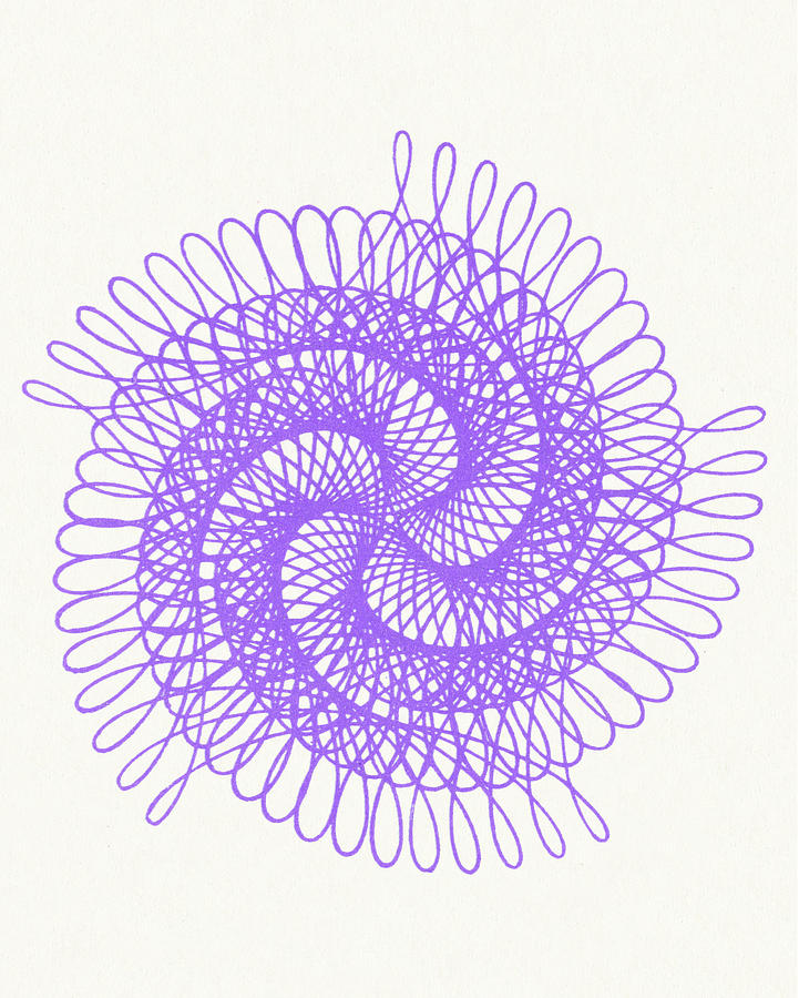 Vintage Drawing - Purple Swirl Line Design by CSA Images
