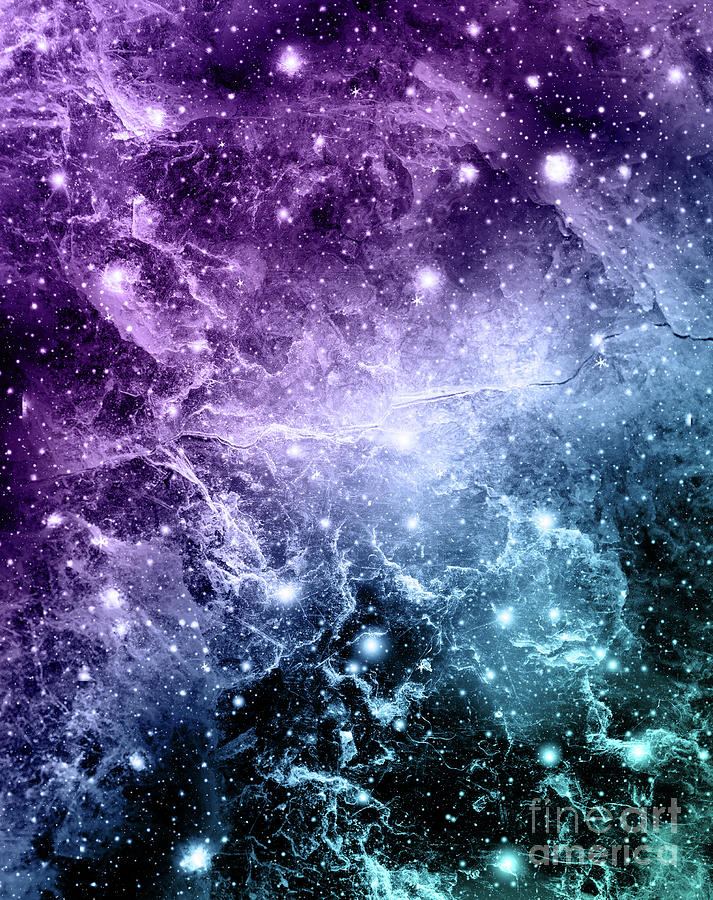 Abstract Digital Art - Purple Teal Galaxy Nebula Dream #4 #decor #art  by Anitas and Bellas Art