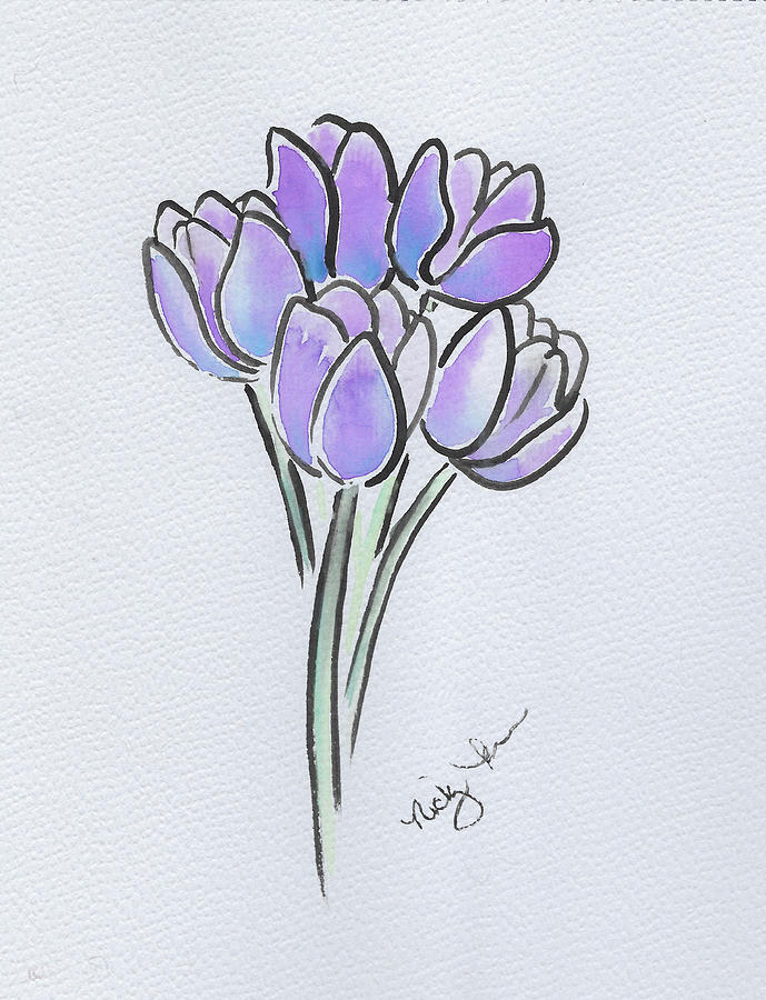 Tulip Digital Art - Purple Tulips by Nicky Kumar