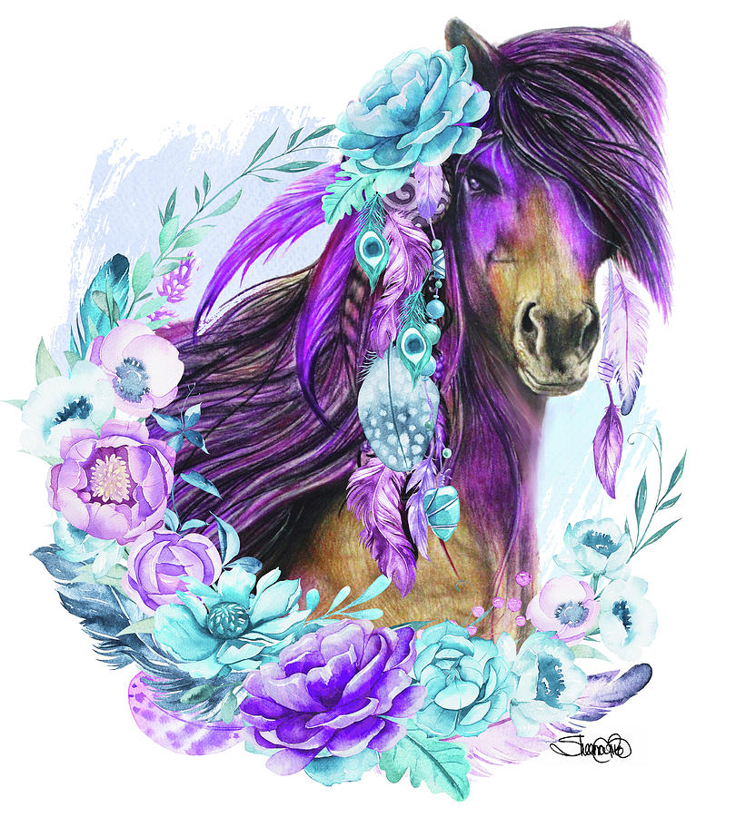 Horse Mixed Media - Purple Warrior by Sheena Pike Art And Illustration