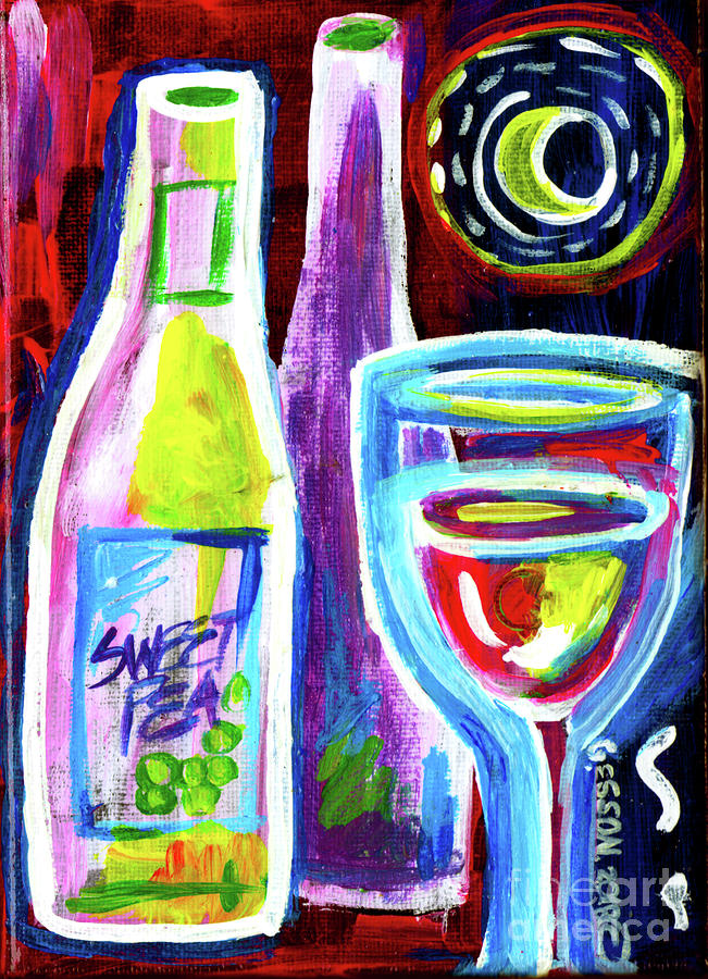 Purple Wine With Moon Painting by Genevieve Esson