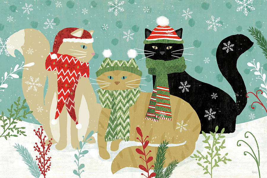 Purrfect Holiday I Painting By Veronique Charron Fine Art America   Purrfect Holiday I Veronique Charron 