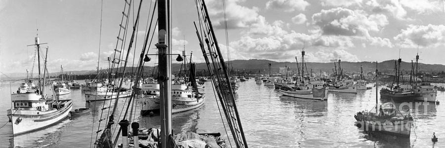 Sunset Photograph - Purse seiner in Monterey Bay Stella Maris, New Limited 1941 by Monterey County Historical Society