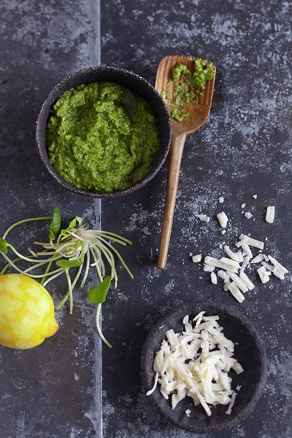 Purslane Pesto With Parmesan Photograph by Anke Schütz - Fine Art America