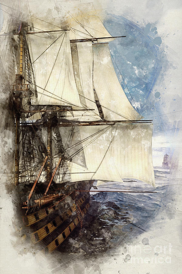 Warship Painting - Pursuit  by John Edwards