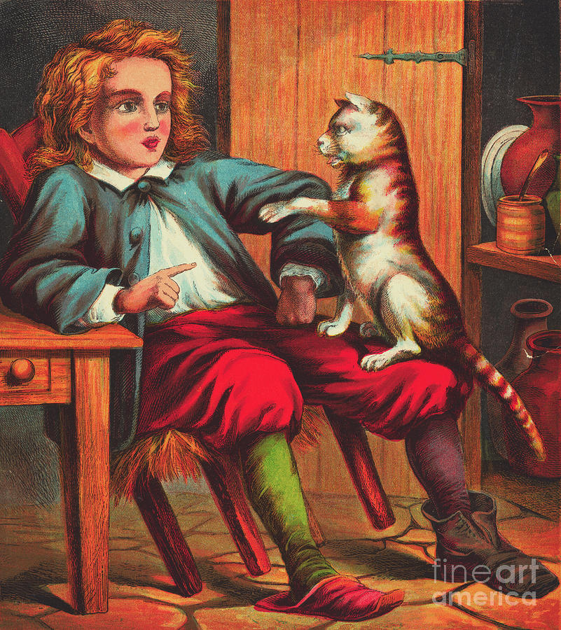 Puss And Boots Conversing With Young Boy Photograph by Bettmann
