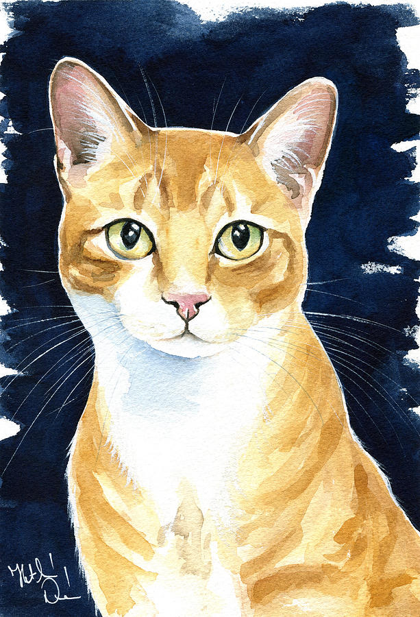 Puss In Boots Ginger Cat Painting Painting by Dora Hathazi Mendes